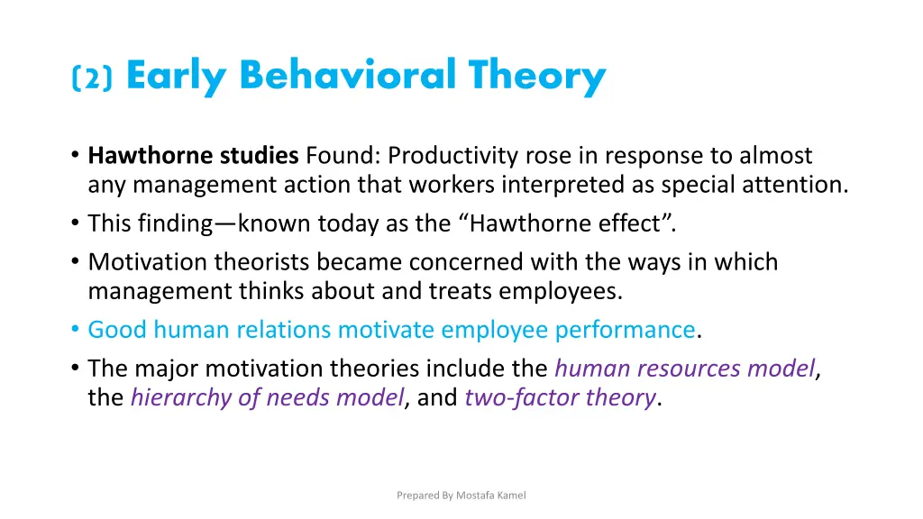 2 early behavioral theory