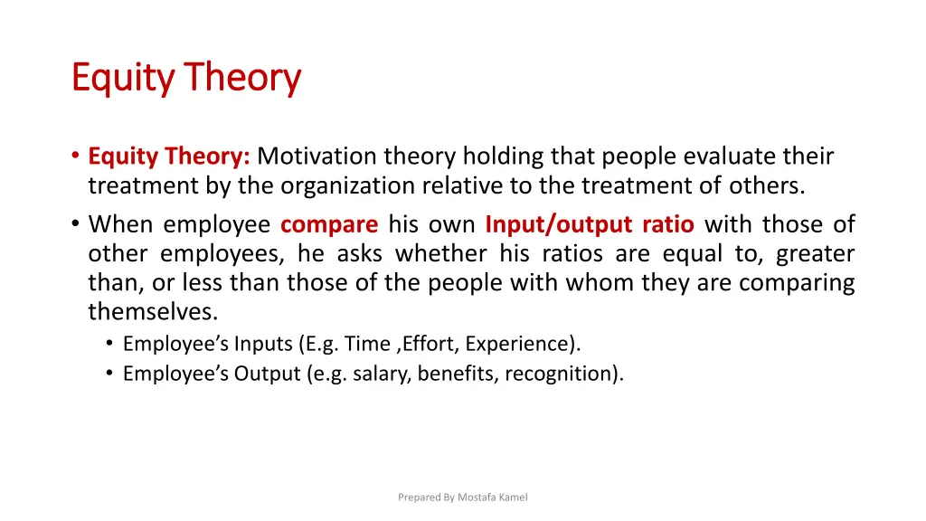 equity theory equity theory