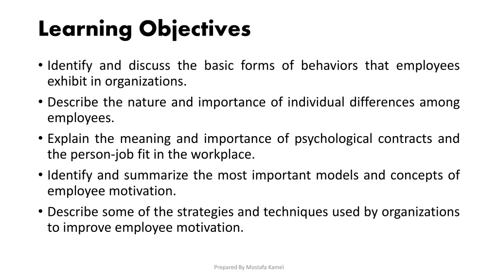 learning objectives