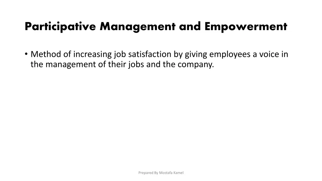 participative management and empowerment