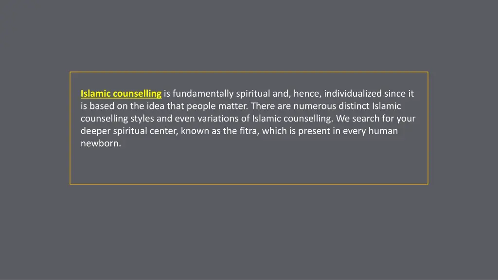 islamic counselling is fundamentally spiritual