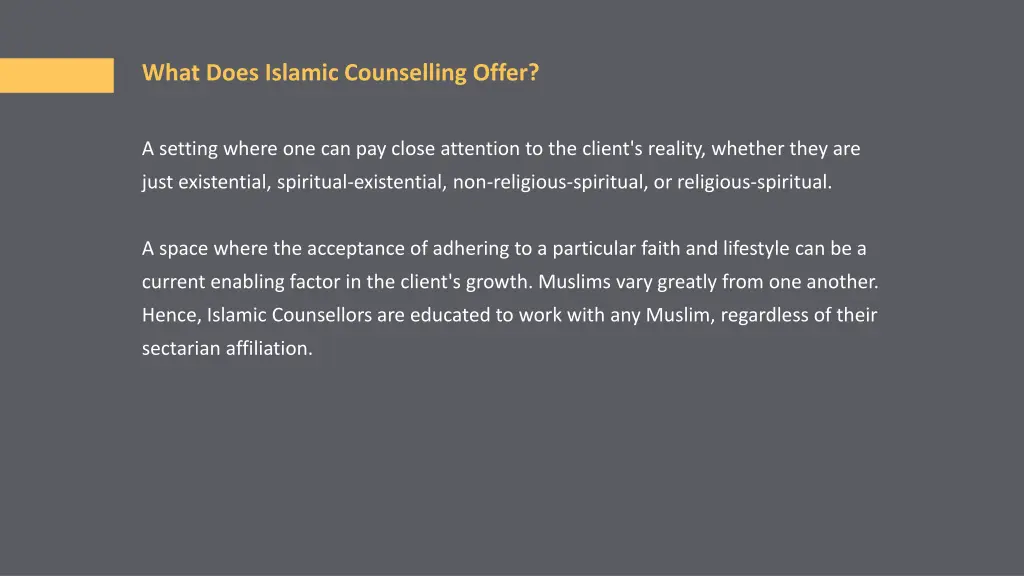 what does islamic counselling offer