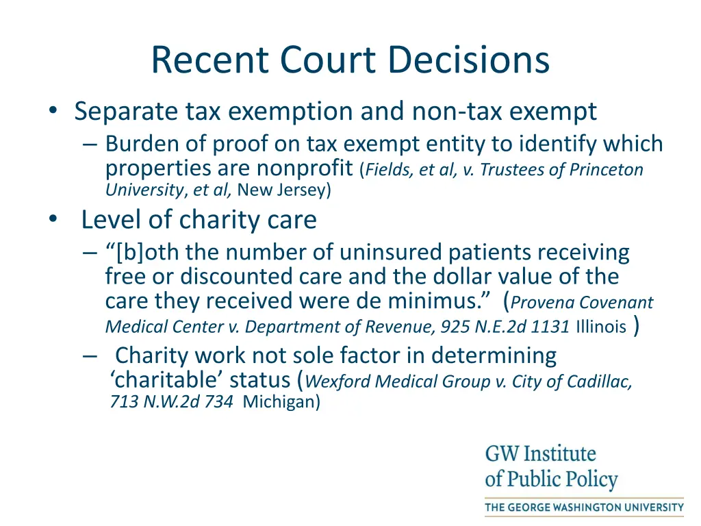 recent court decisions separate tax exemption