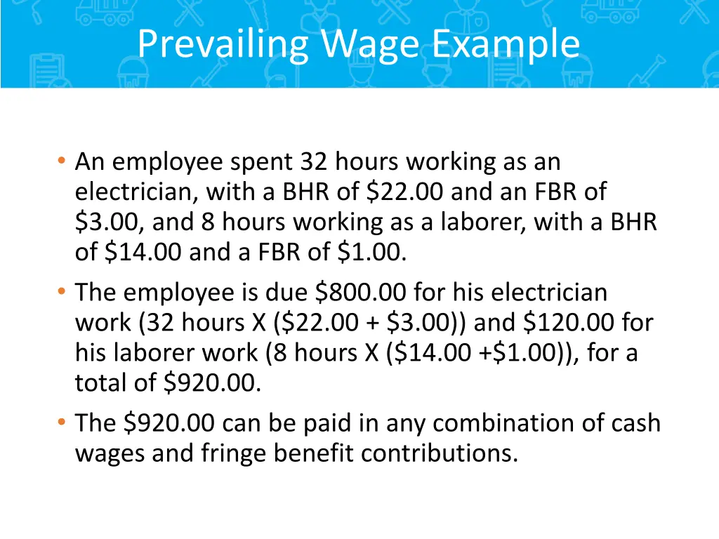 prevailing wage example 1