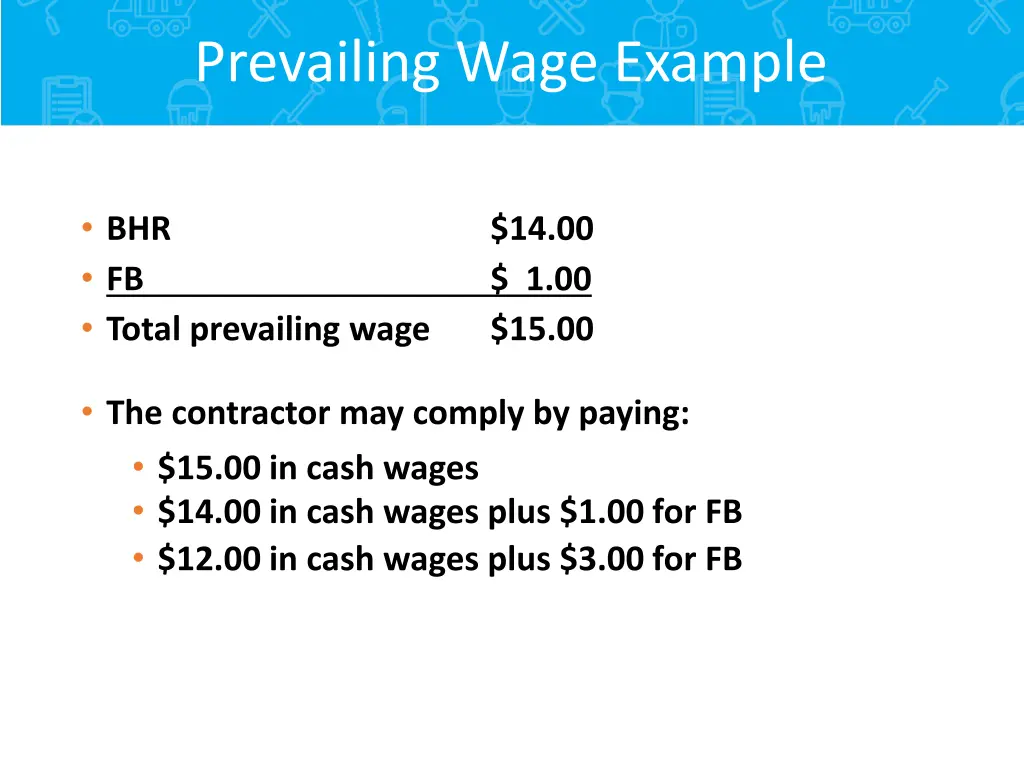 prevailing wage example