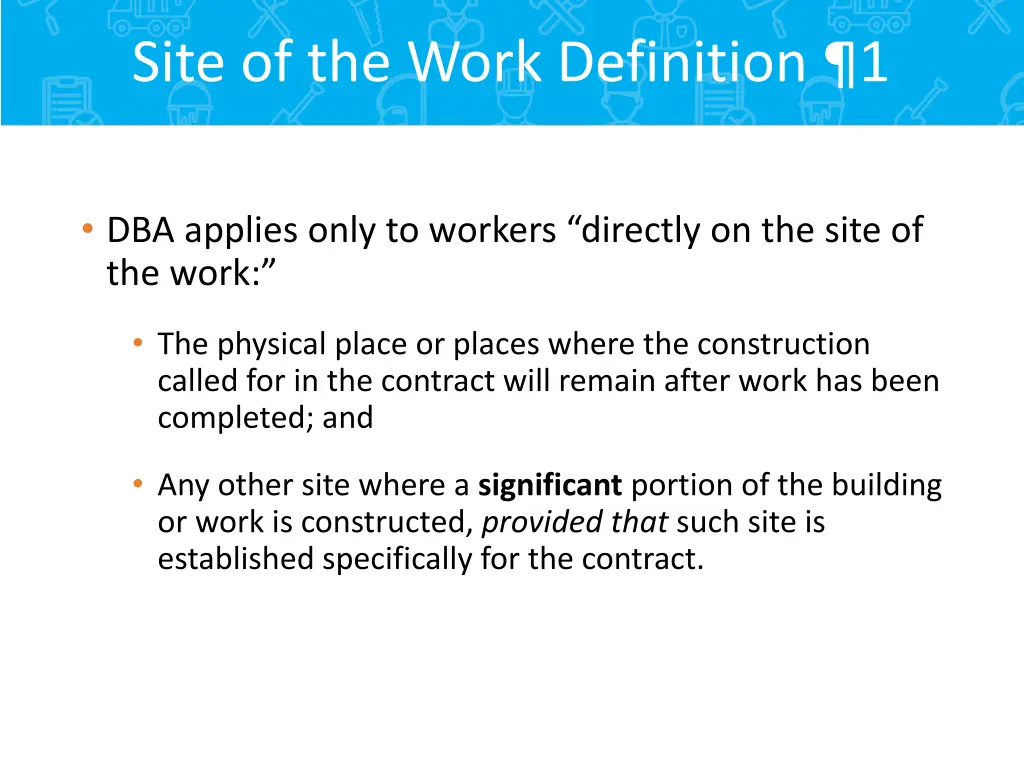 site of the work definition 1