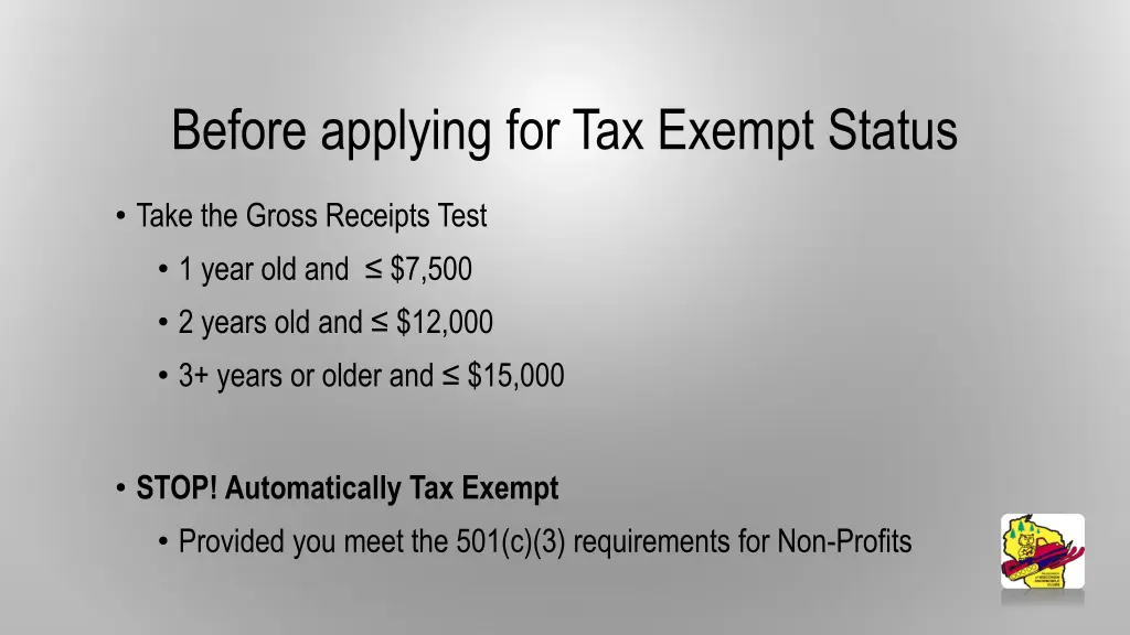 before applying for tax exempt status 1