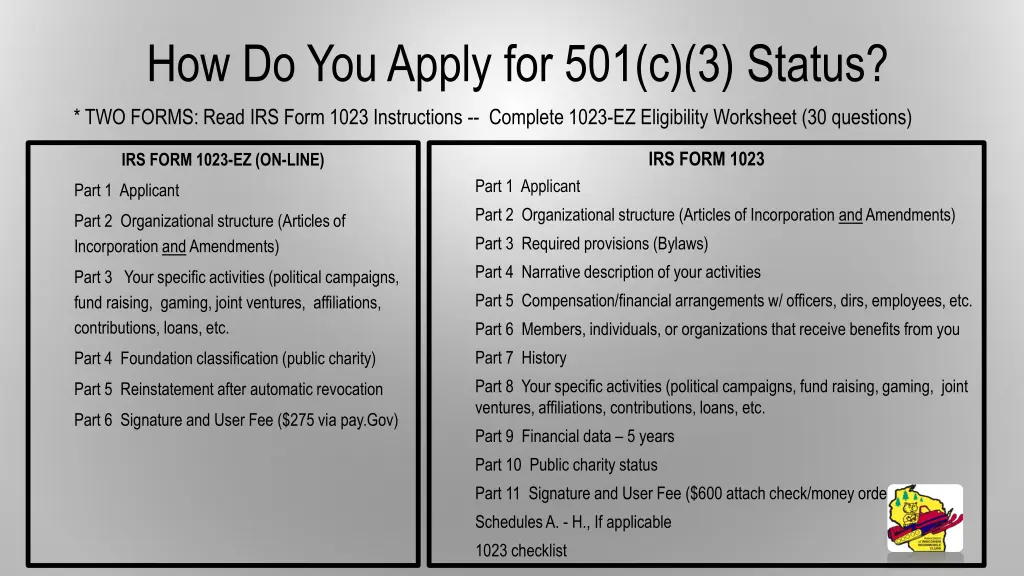 how do you apply for 501 c 3 status