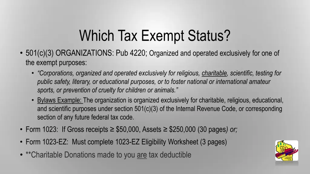 which tax exempt status 501 c 3 organizations