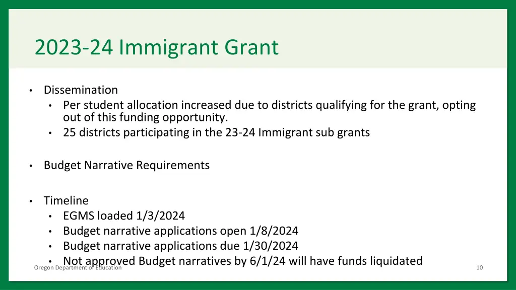 2023 24 immigrant grant