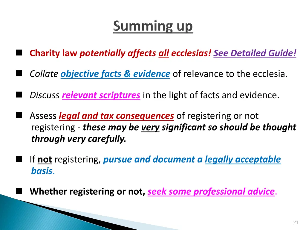 charity law potentially affects all ecclesias