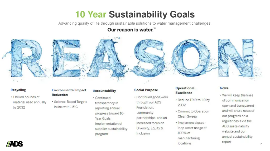 10 year sustainability goals advancing quality