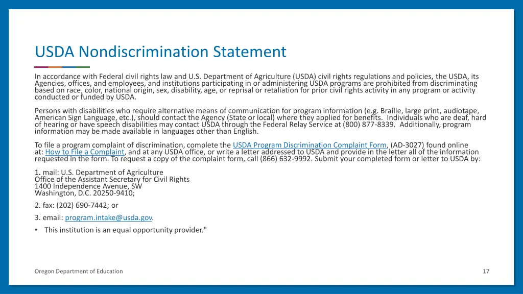 usda nondiscrimination statement