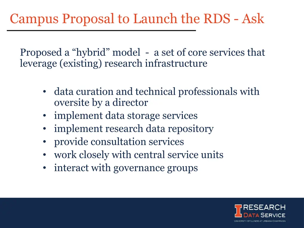 campus proposal to launch the rds ask