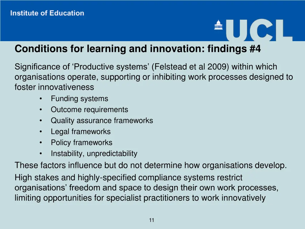 conditions for learning and innovation findings 4