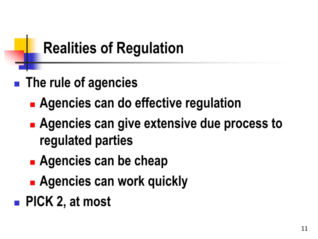 realities of regulation