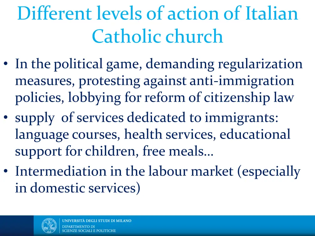 different levels of action of italian catholic