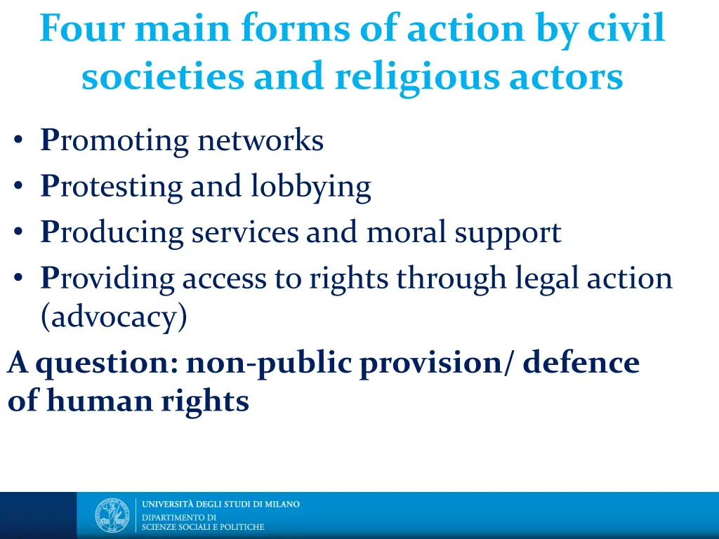 four main forms of action by civil societies