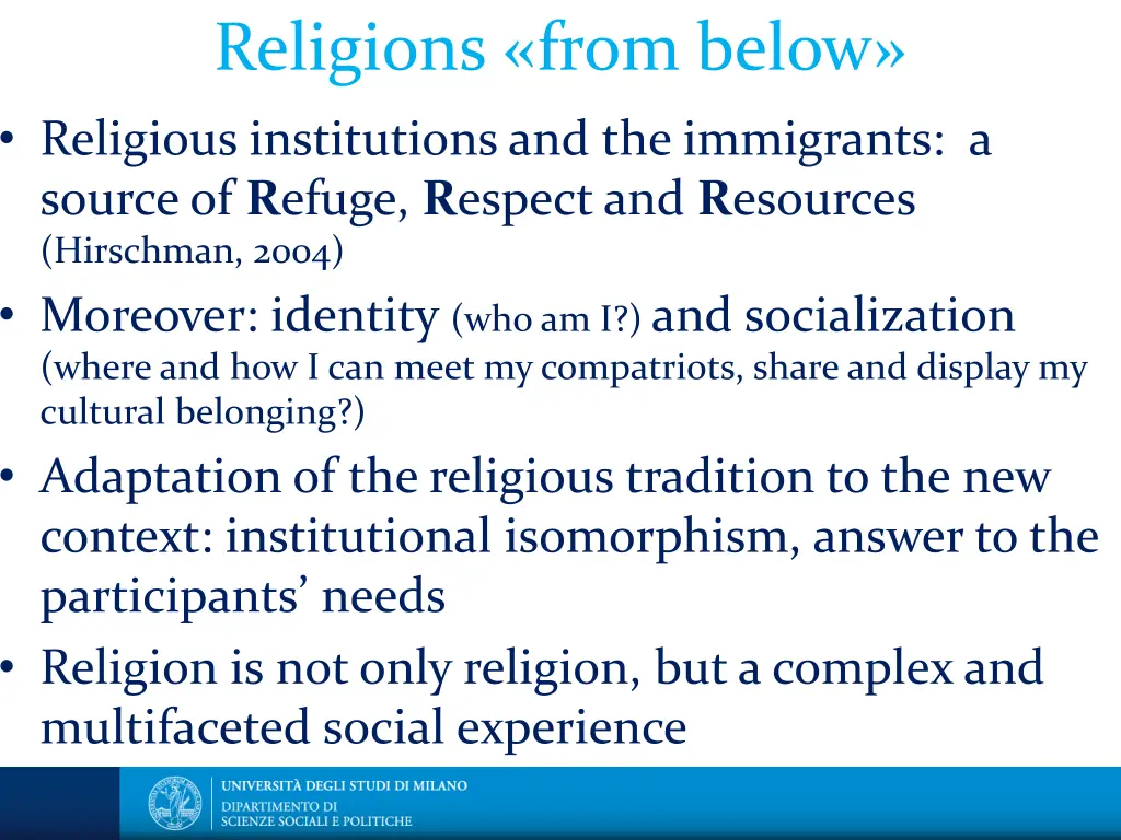 religions from below religious institutions