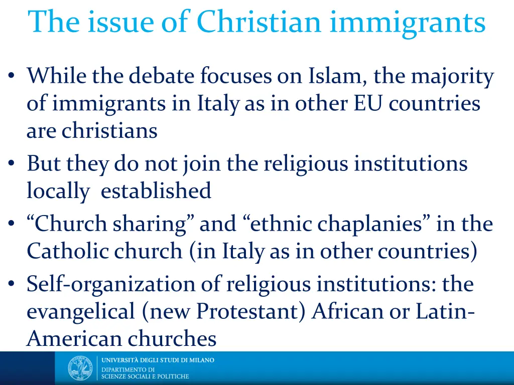 the issue of christian immigrants