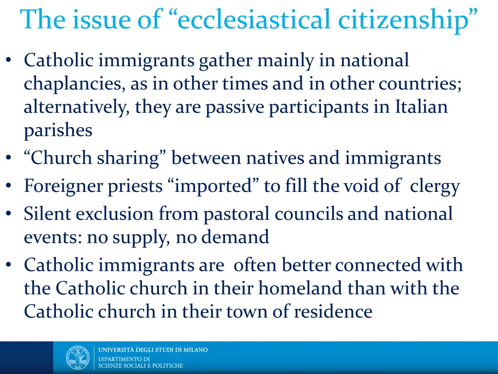 the issue of ecclesiastical citizenship