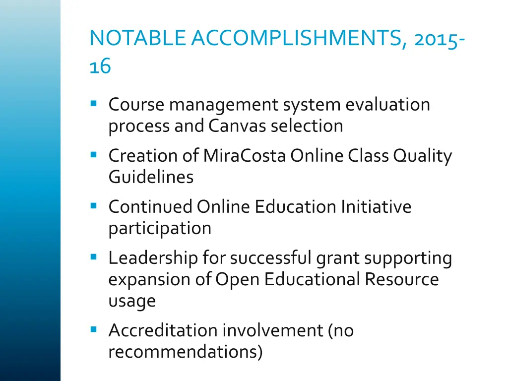 notable accomplishments 2015 16