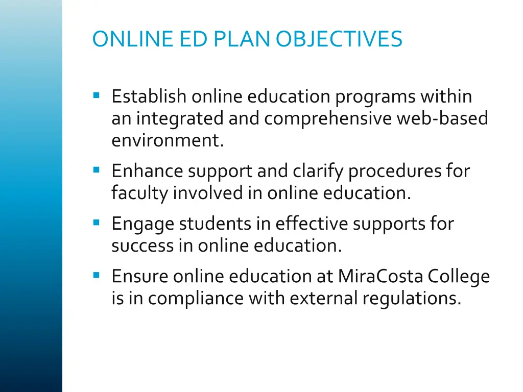 online ed plan objectives