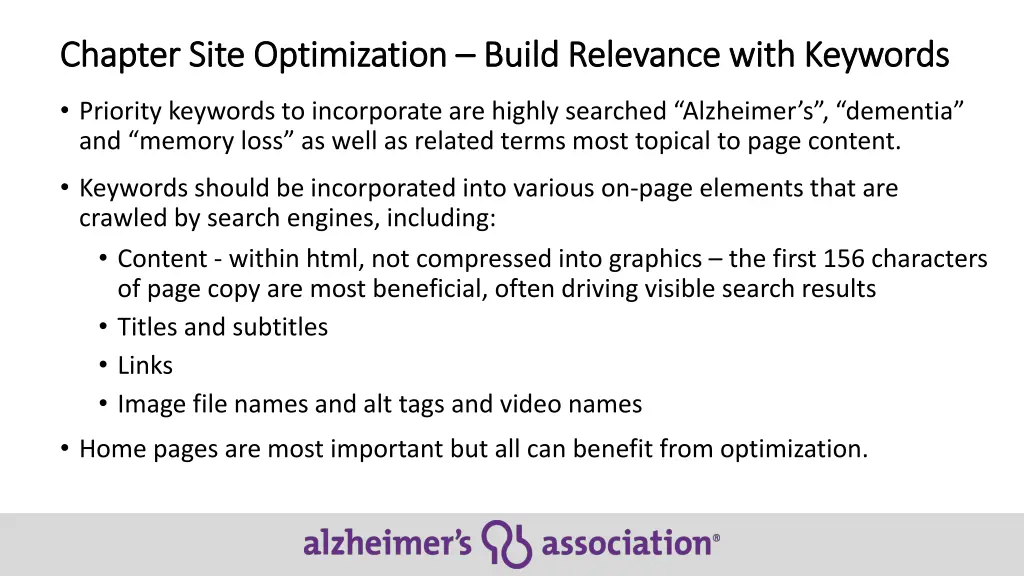 chapter site optimization chapter site