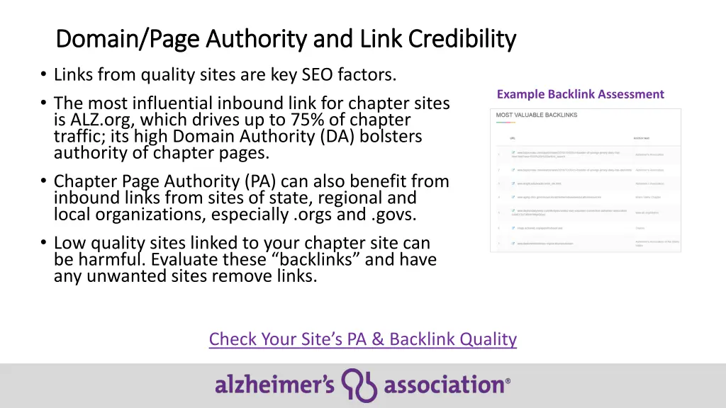 domain page authority and link credibility domain