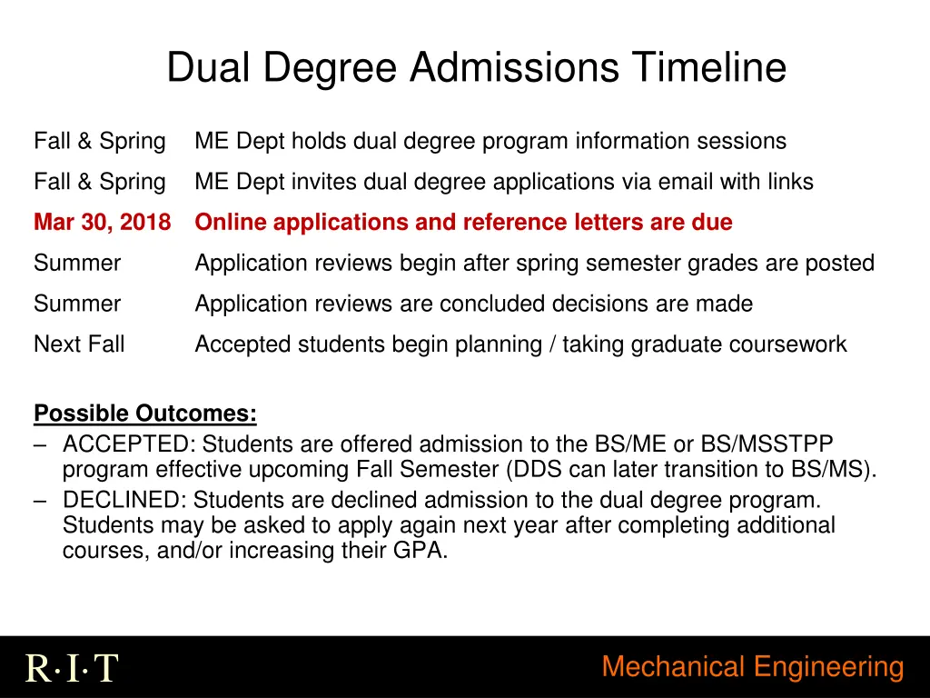 dual degree admissions timeline