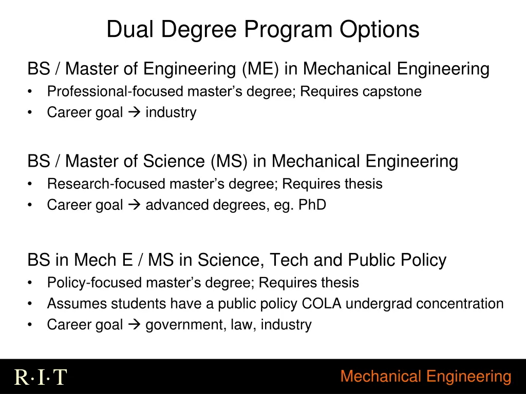 dual degree program options