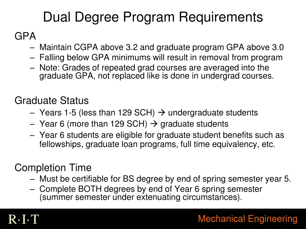 dual degree program requirements 1