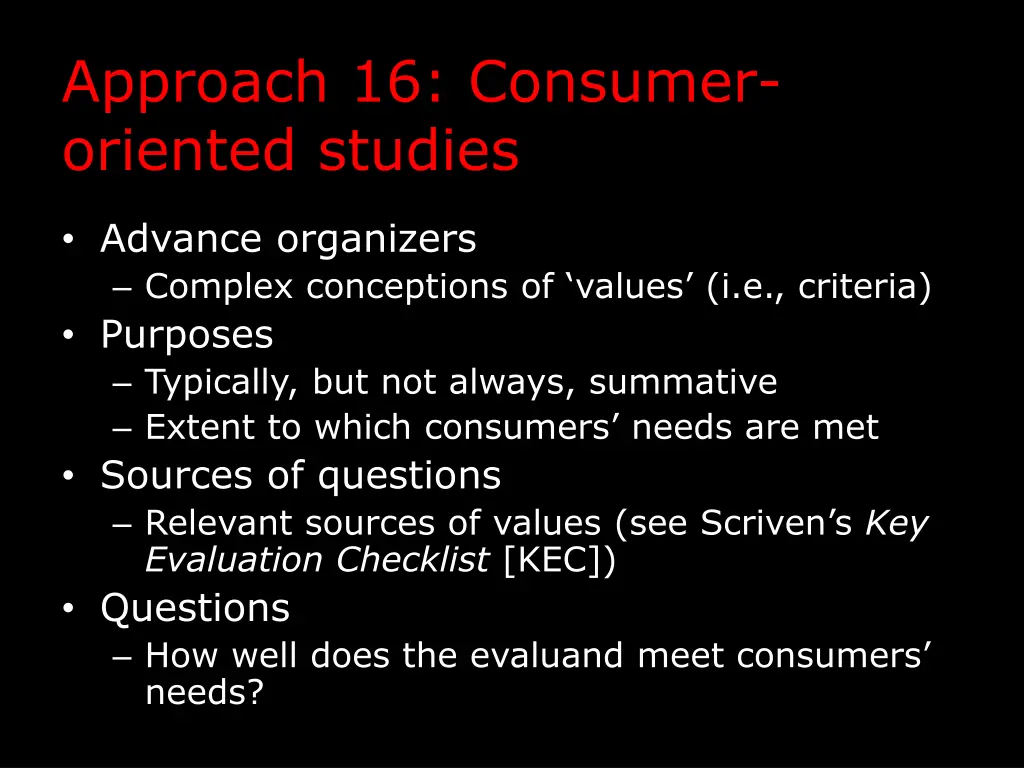 approach 16 consumer oriented studies