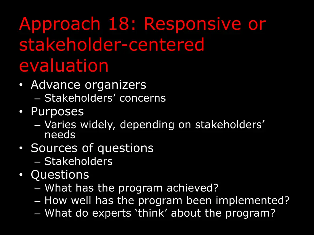 approach 18 responsive or stakeholder centered