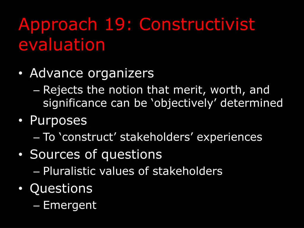 approach 19 constructivist evaluation