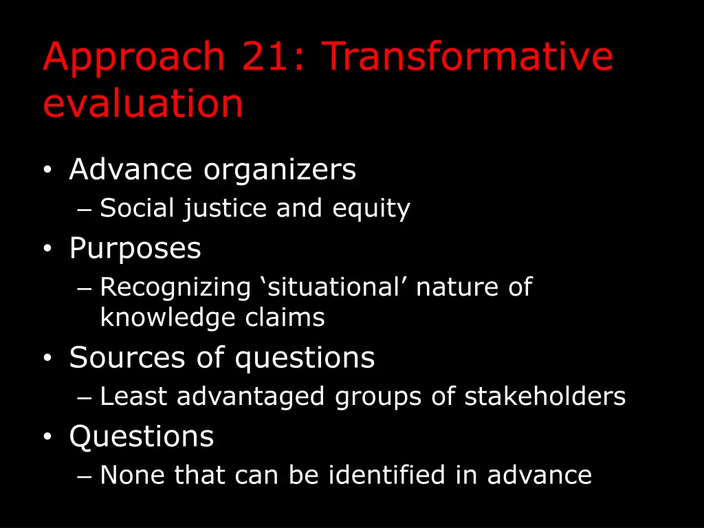 approach 21 transformative evaluation