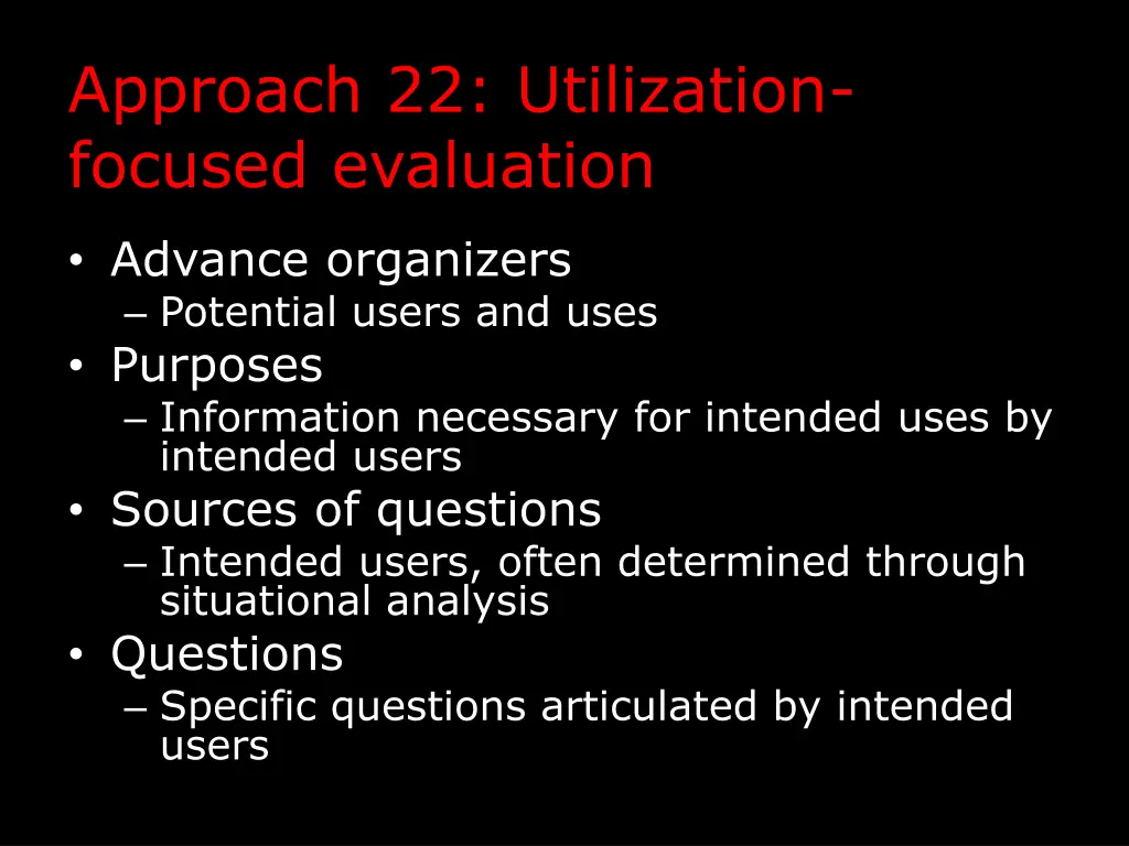 approach 22 utilization focused evaluation