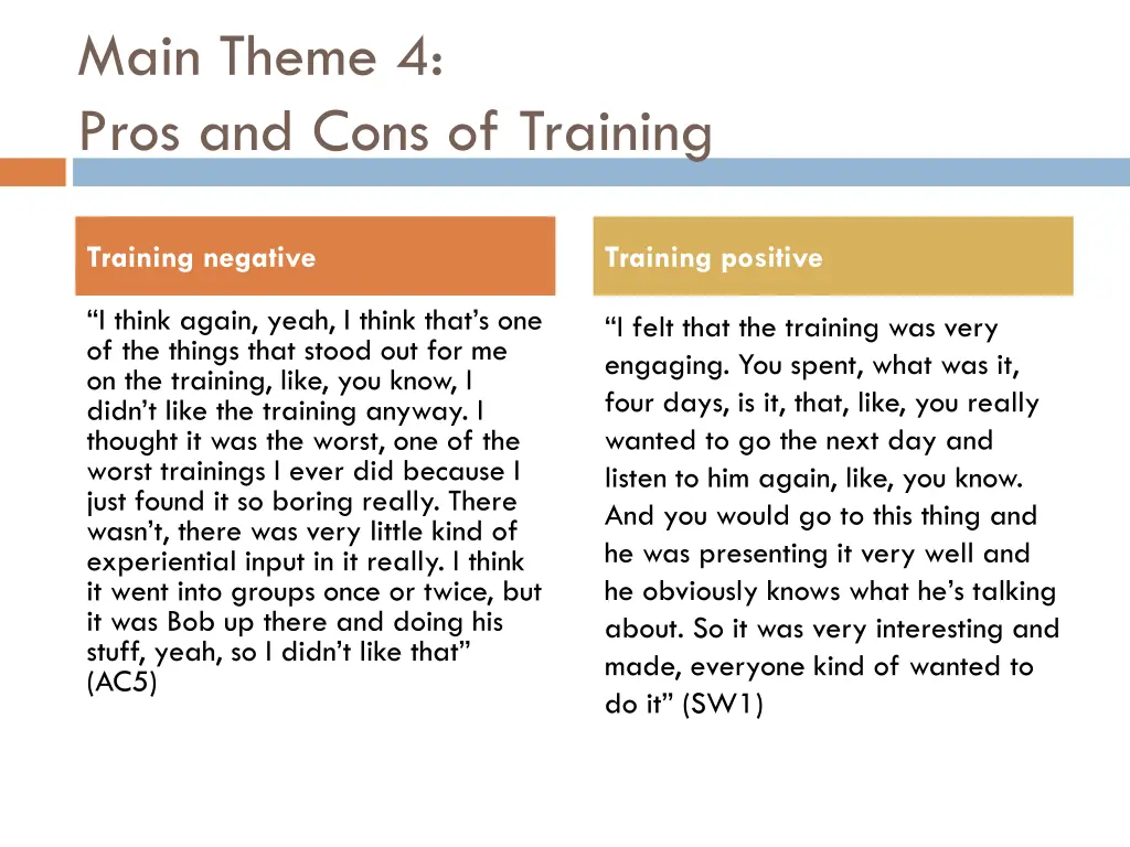 main theme 4 pros and cons of training