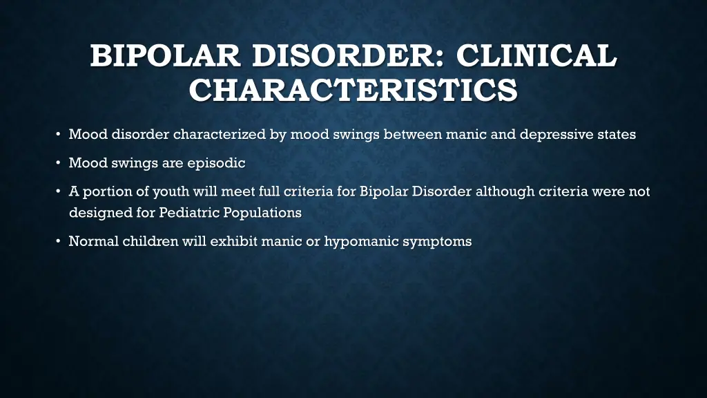 bipolar disorder clinical characteristics