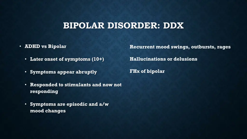 bipolar disorder ddx 2