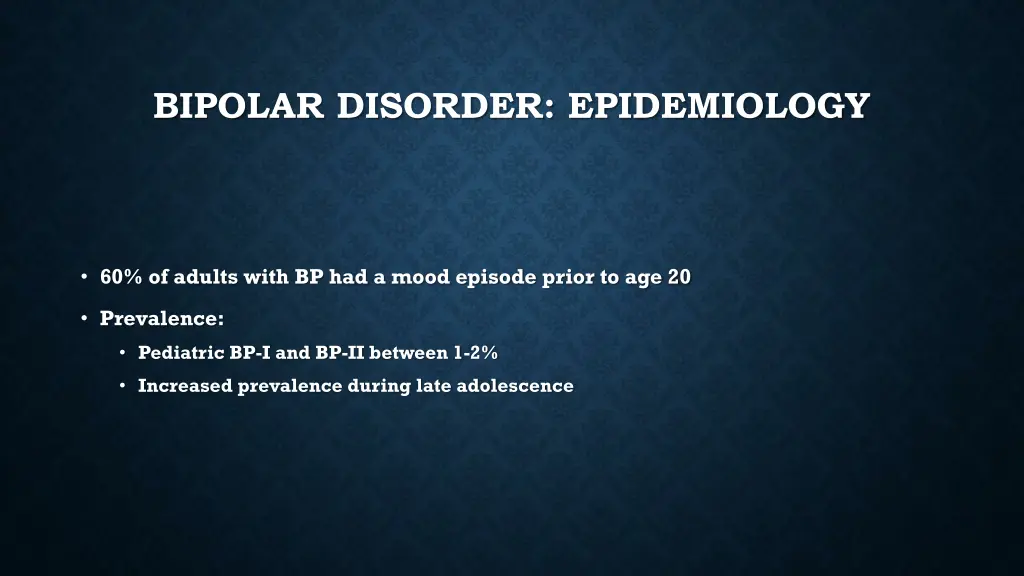 bipolar disorder epidemiology