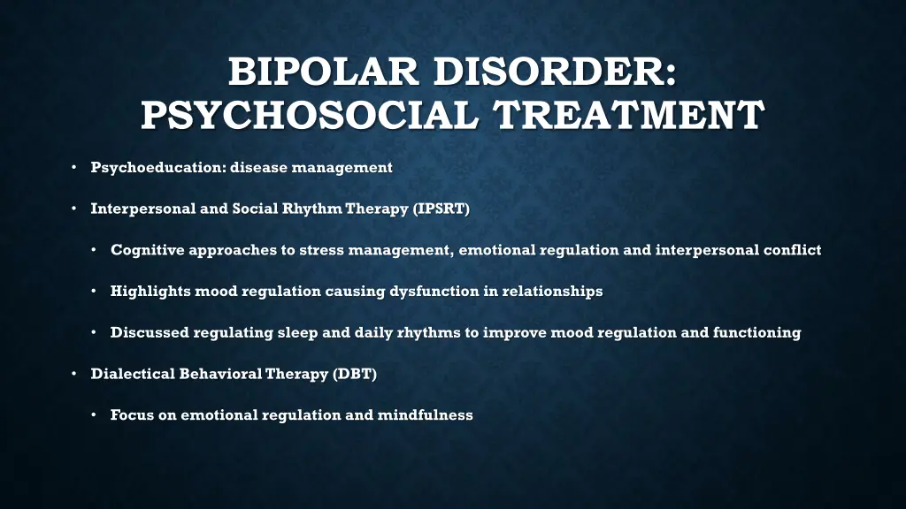 bipolar disorder psychosocial treatment