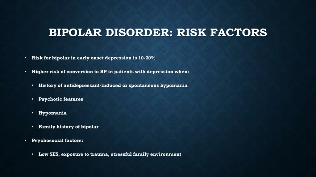 bipolar disorder risk factors 1