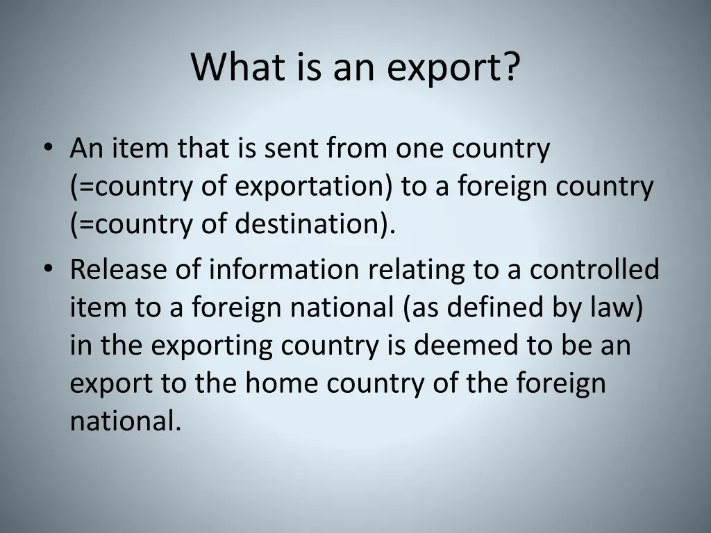 what is an export