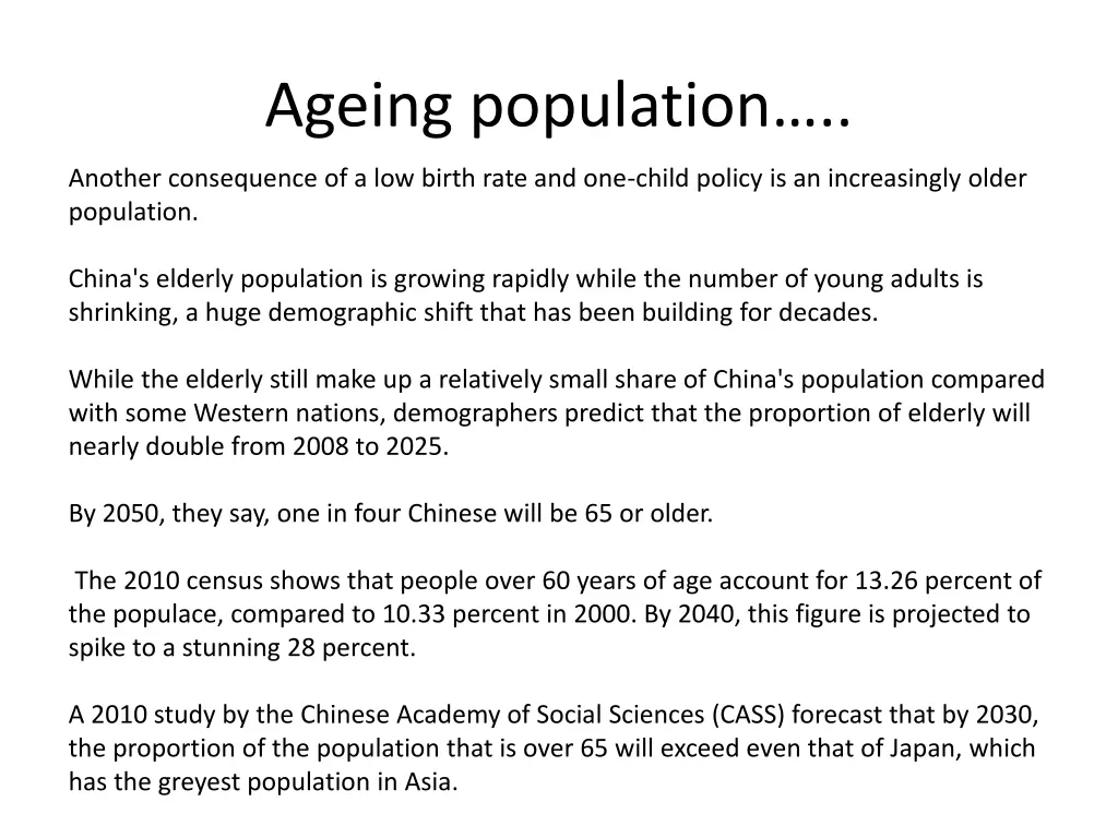 ageing population