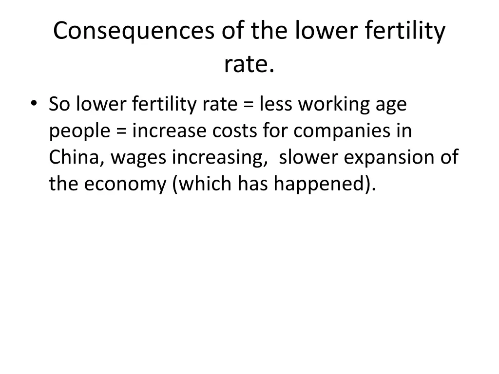 consequences of the lower fertility rate