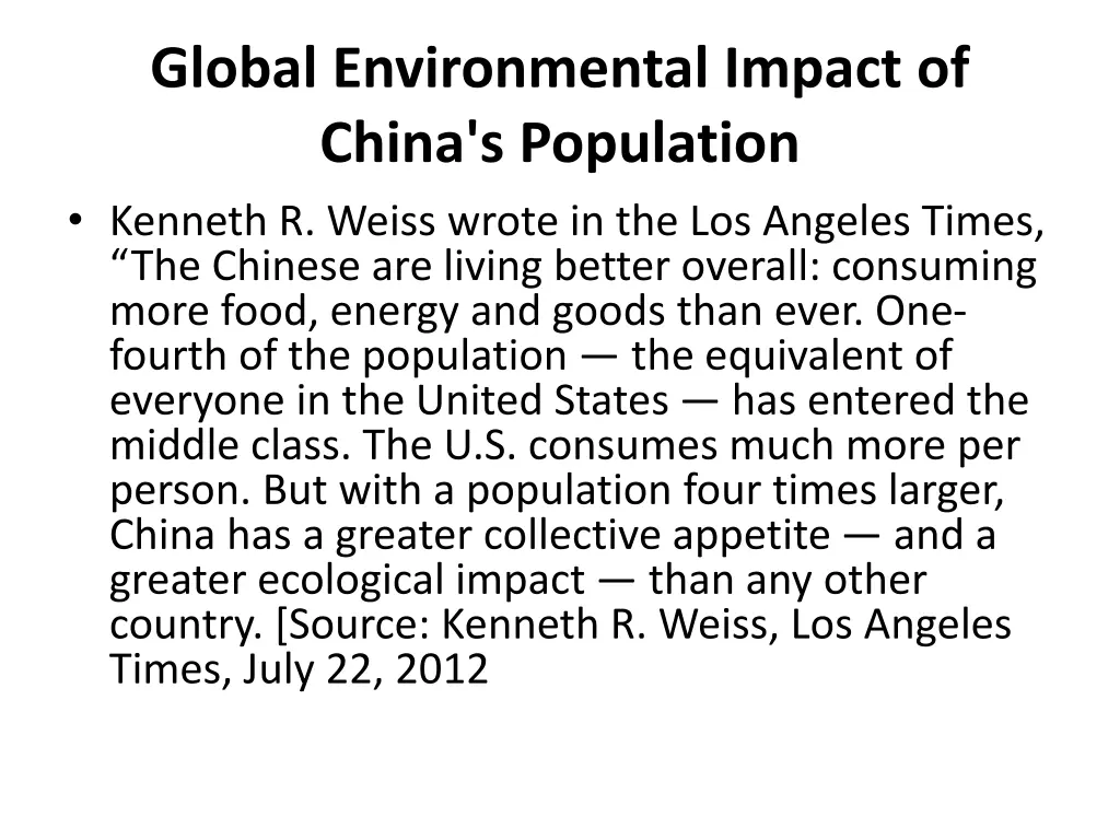 global environmental impact of china s population