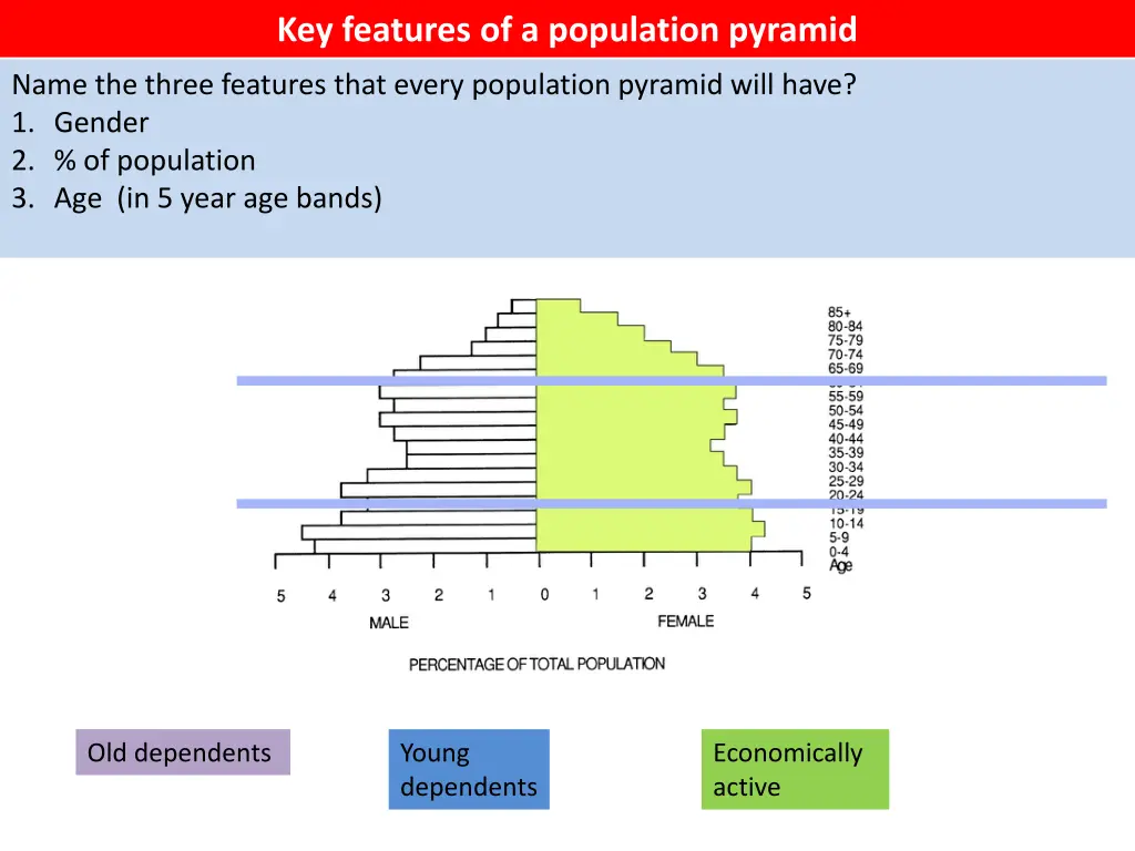 key features of a population pyramid