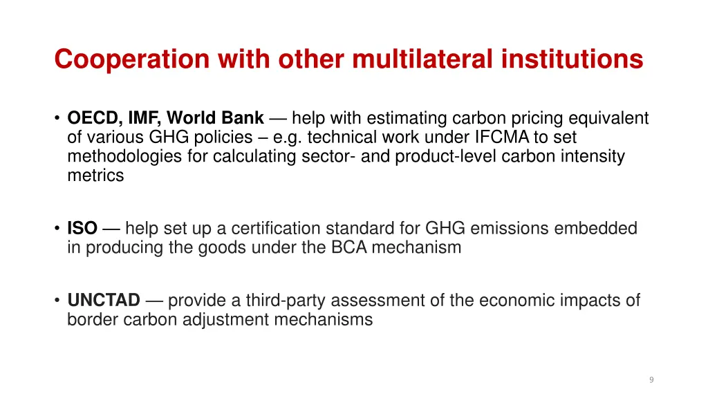 cooperation with other multilateral institutions