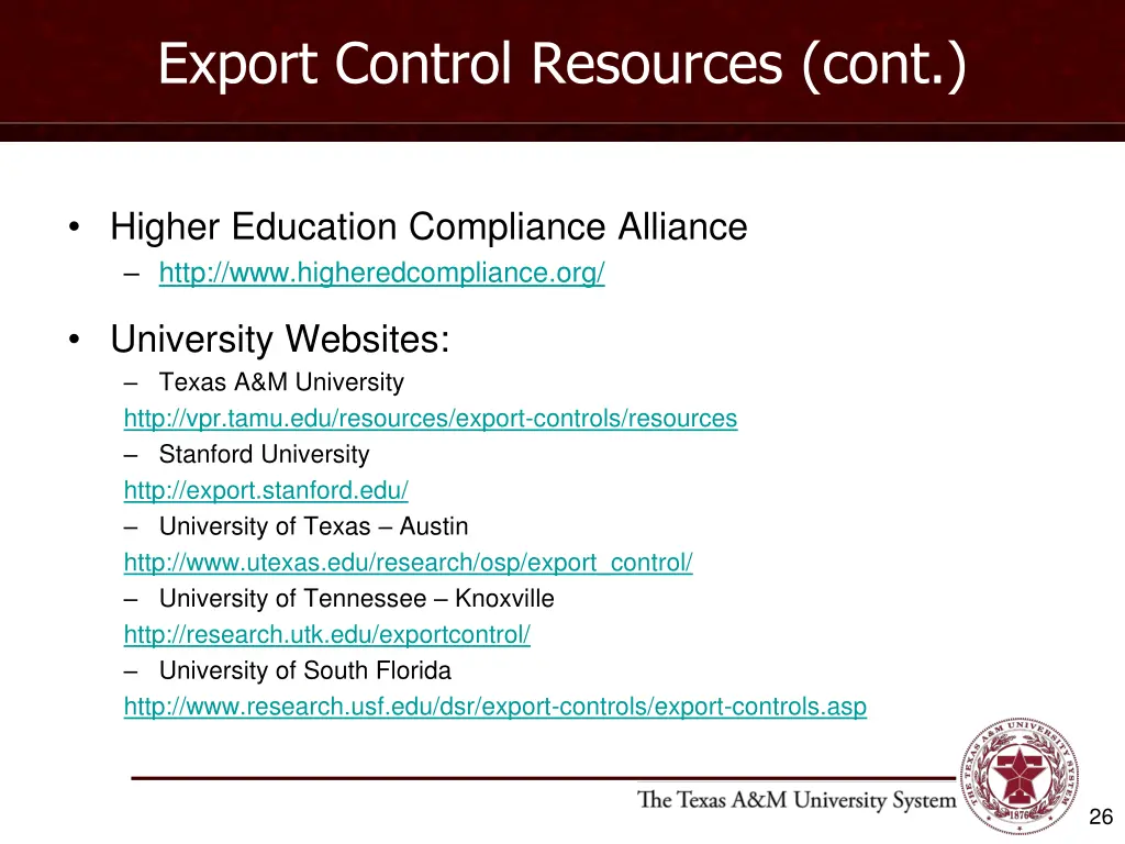 export control resources cont